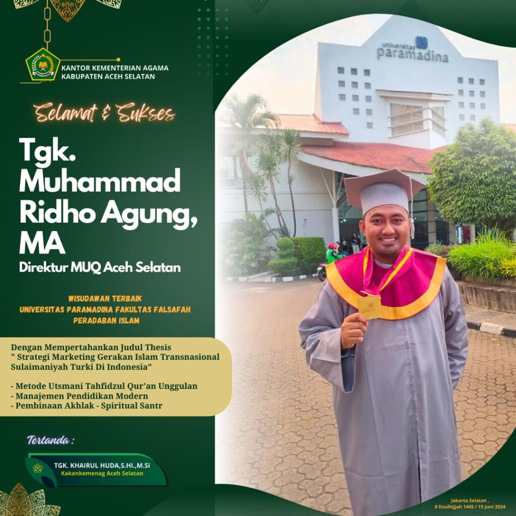 Tgk. Muhammad Ridho Agung Wisudawan Terbaik 2024 Universitas Paramadina ...